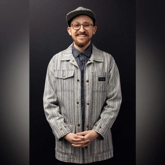 NWOT Raised by Wolves Renfrew Work Jacket in Blue/White Hickory Stripe Size M - Picture 5 of 15